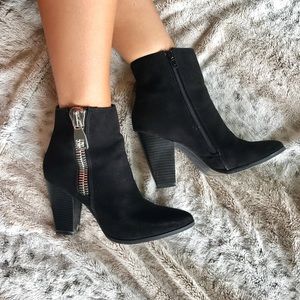 Express black suede heel ankle booties size 7